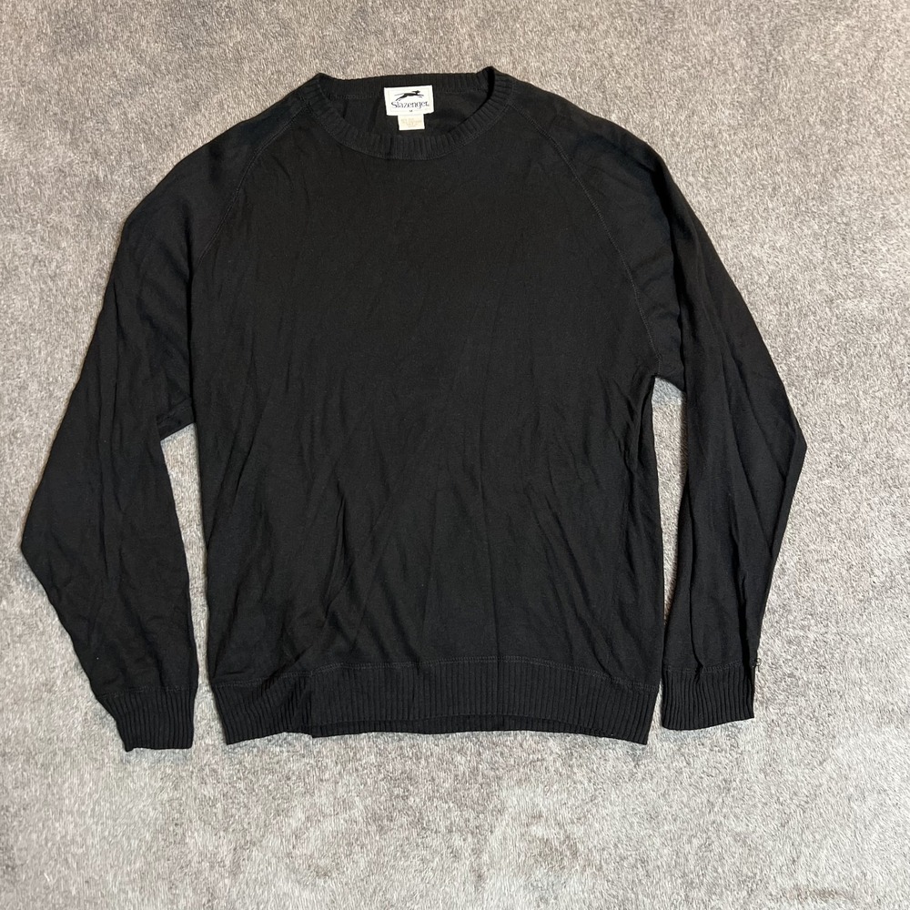 Vintage Slazenger Golf Shop Sweater Black 85% Silk 15% Cashmere Size Medium
